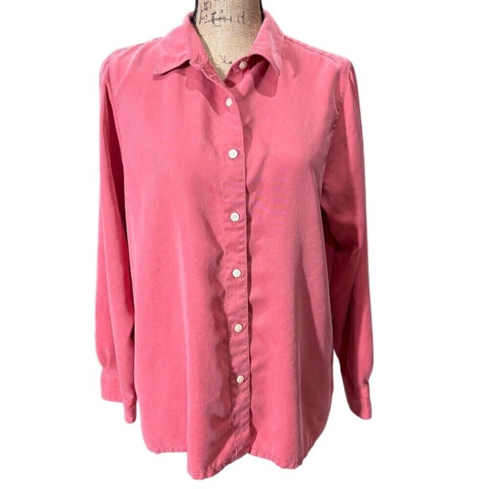 L.L.Bean Womens Button-Up Shirt Size L Mauve Pink Long Sleeve Coastal Fisherman